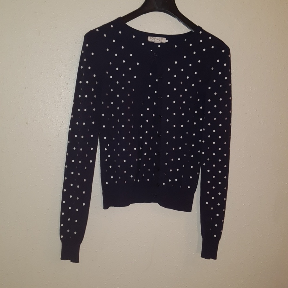 Navy Forever 21 Polka Dot Sweater